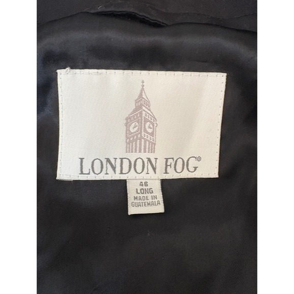 London Fog Mens Black Trench Coat Long Rain‎ Coat Classic Overcoat 46 - Picture 4 of 10